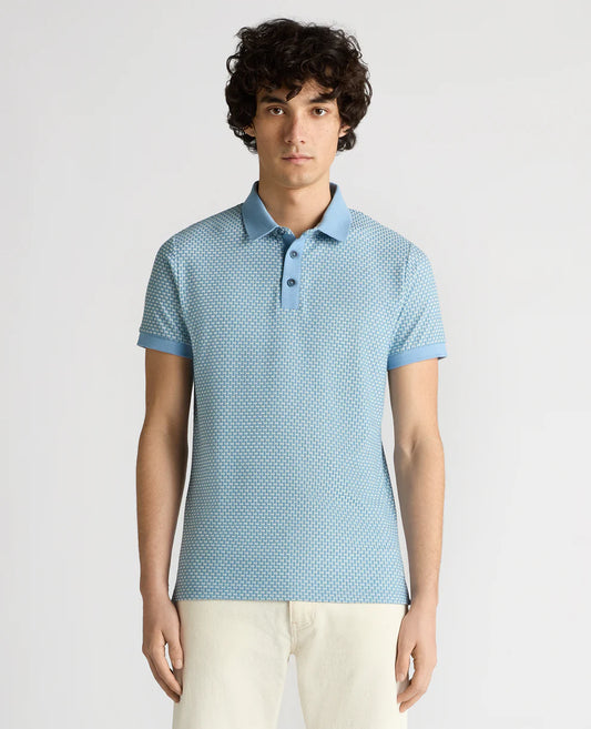 Remus Uomo Jacquard Polo Shirt Sky Blue