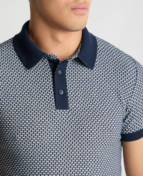 Remus Uomo Jacquard Polo Shirt Navy