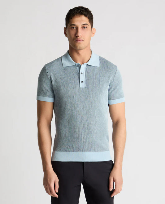 Remus Uomo Knitt Polo Shirt Sky Blue