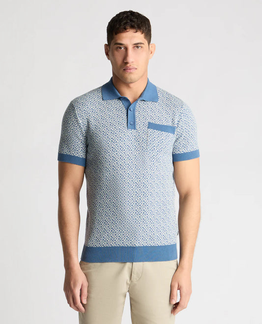 Remus Uomo Pattern Polo shirt Blue