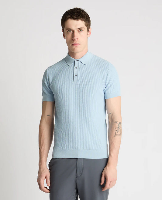 Remus Uomo Knitt Polo Shirt Sky Blue