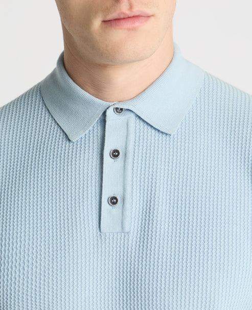 Remus Uomo Knitt Polo Shirt Sky Blue
