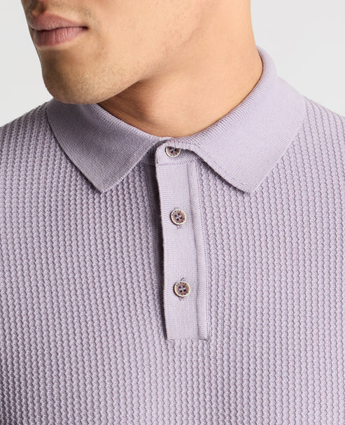 Remus Uomo Knitt Polo Shirt Lilac