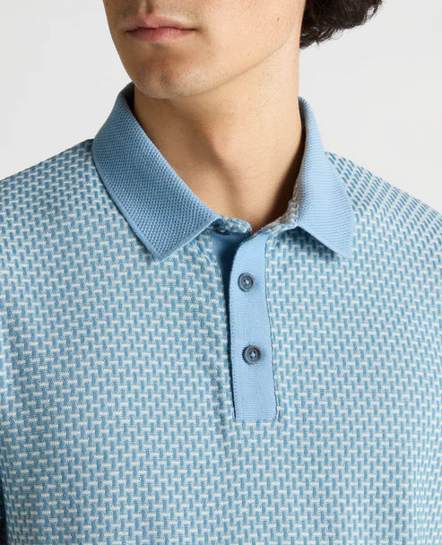 Remus Uomo Jacquard Polo Shirt Sky Blue