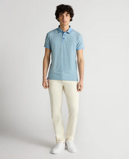 Remus Uomo Jacquard Polo Shirt Sky Blue