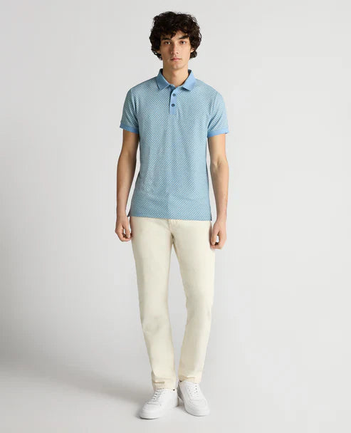 Remus Uomo Jacquard Polo Shirt Sky Blue