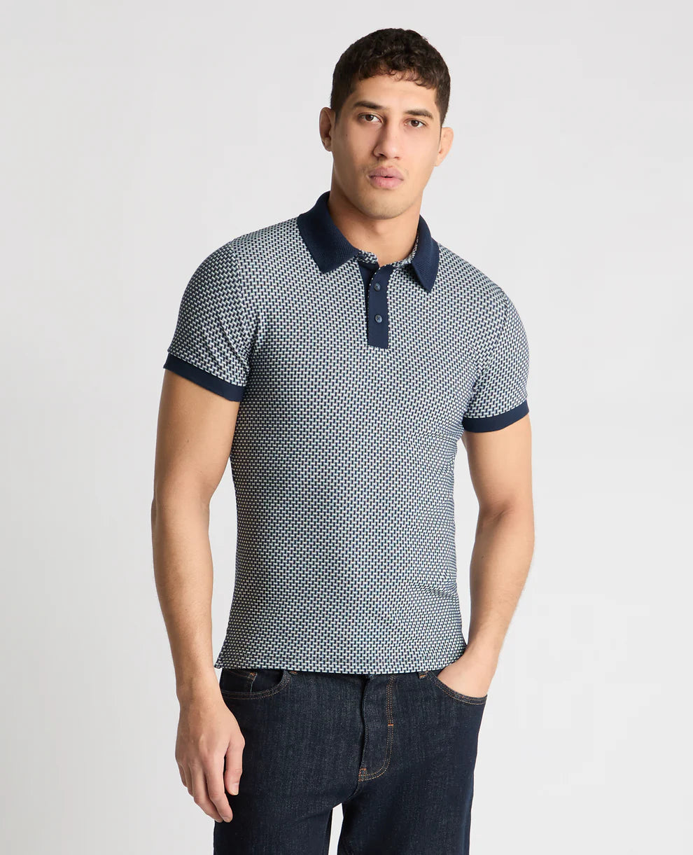 Remus Uomo Jacquard Polo Shirt Navy