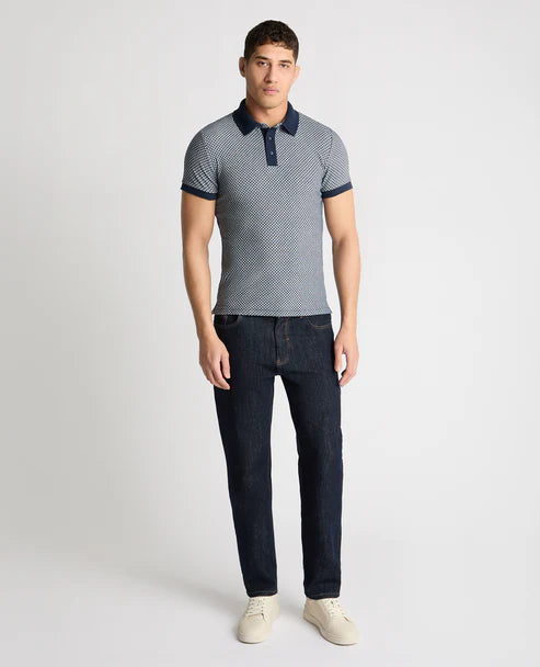 Remus Uomo Jacquard Polo Shirt Navy