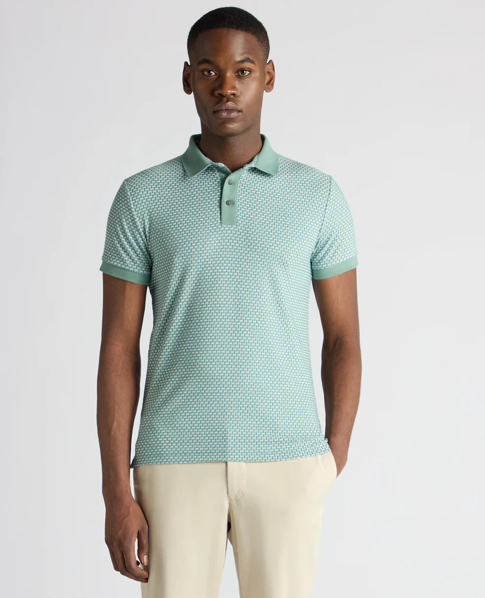 Remus Uomo Jacquard Polo Shirt Saige Green