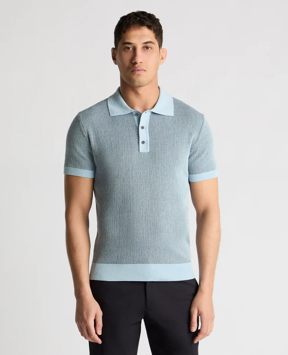 Remus Uomo Knitt Polo Shirt Sky Blue