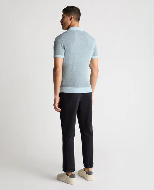 Remus Uomo Knitt Polo Shirt Sky Blue