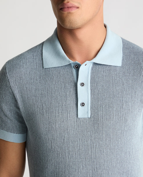 Remus Uomo Knitt Polo Shirt Sky Blue
