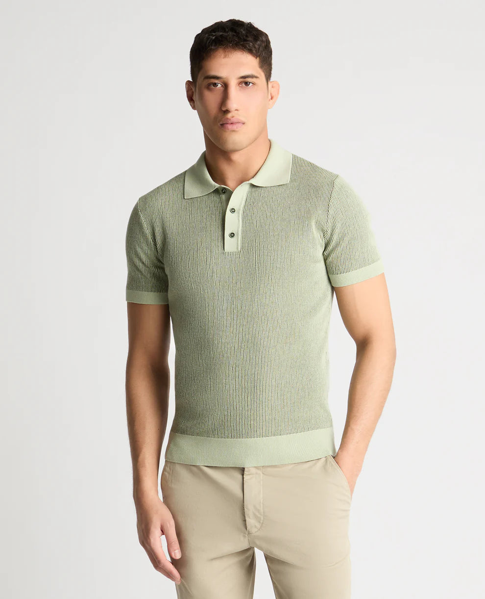 Remus Uomo Knitt Polo Shirt Saige Green