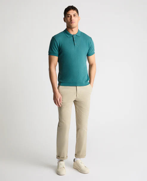 Remus Uomo Textured Polo Shirt Teal Blue