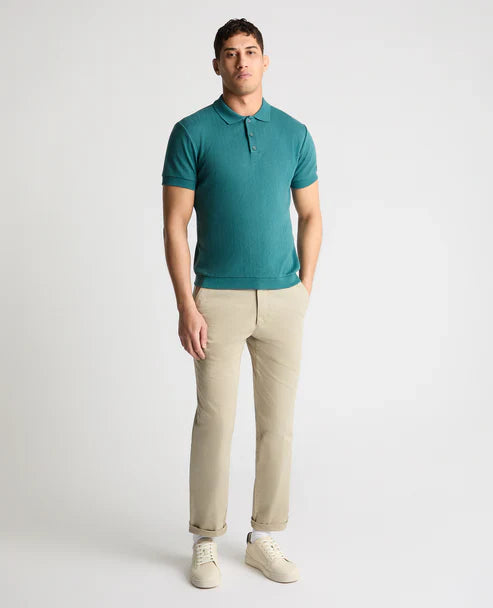 Remus Uomo Textured Polo Shirt Teal Blue