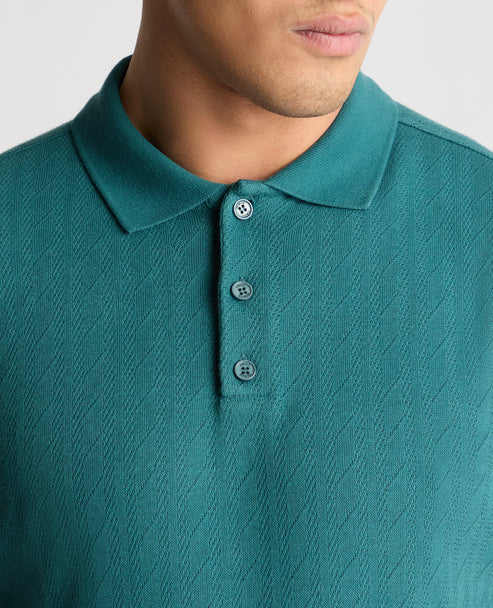 Remus Uomo Textured Polo Shirt Teal Blue