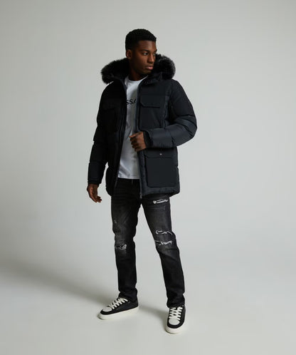 Alessandro Zavetti Marchetti Puffer Parka Jacket Black