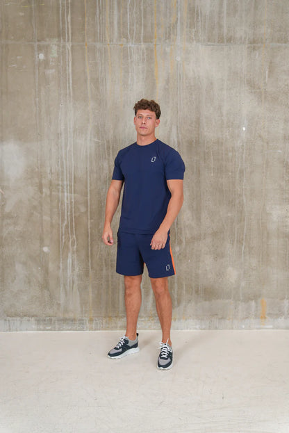 Bulletto Formation Tech Tee & Short Set Navy/Orange