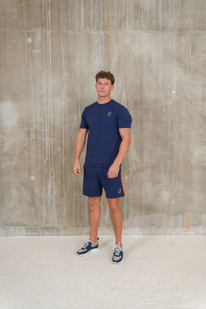 Bulletto Formation Tech Tee & Short Set Navy/Orange