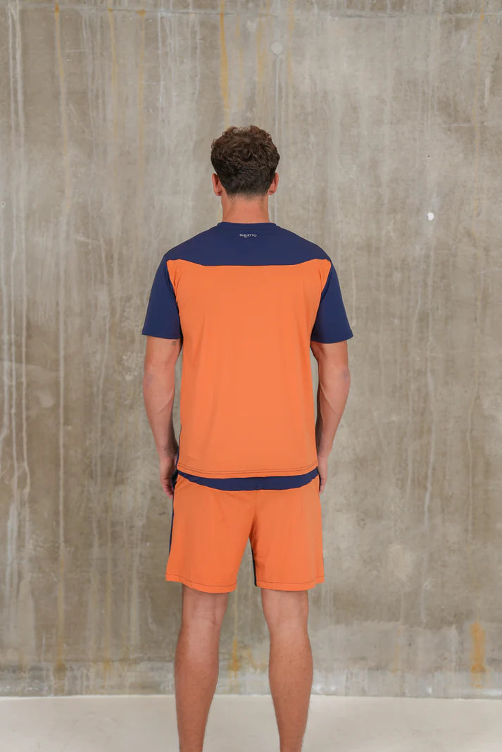 Bulletto Formation Tech Tee & Short Set Navy/Orange