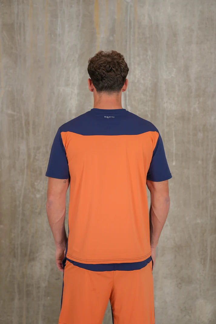 Bulletto Formation Tech Tee & Short Set Navy/Orange