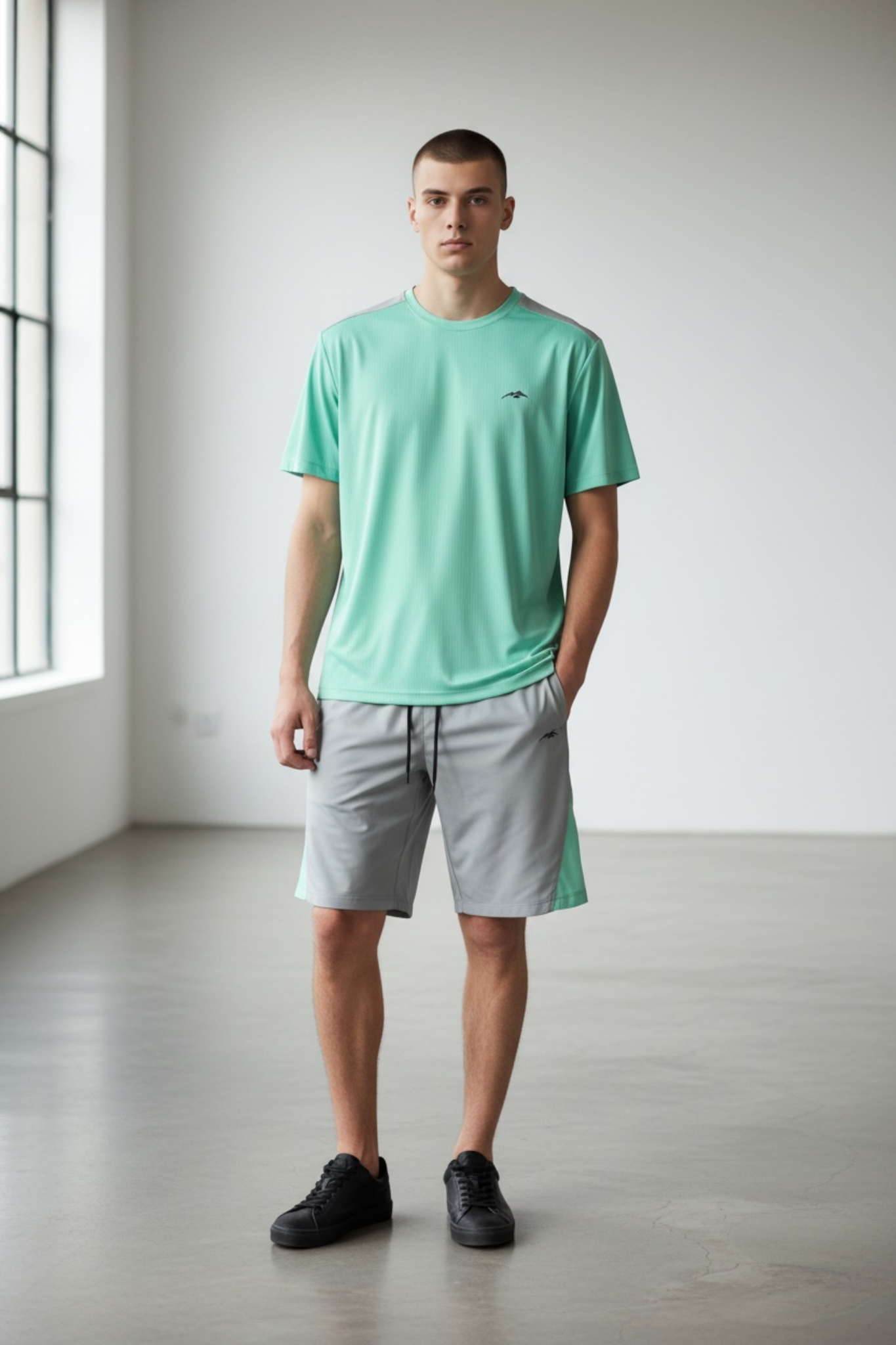 Alpinist Tech Tee And Short Set Mint Green / Grey