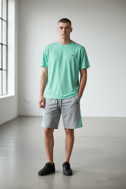 Alpinist Tech Tee And Short Set Mint Green / Grey